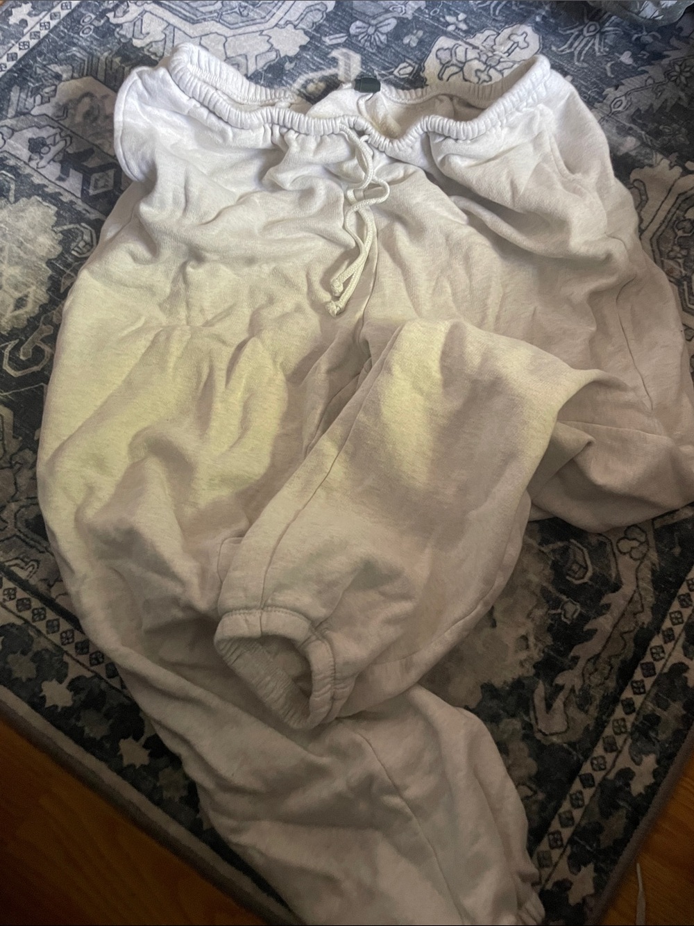 Teen White Drawstring Sweatpants cuffed